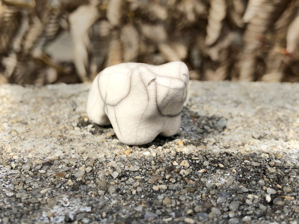 Little white bear guardian nature spirit raku sculpture no2 | Shinto, shamanism, pagan, kamidana shrine | animal guide, protector, polar