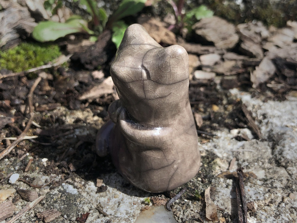 Sweet male kitsune fox kami nature spirit raku statue | Shinto kamidana shrine, Inari Okami | shamanism, fertility, protection, guardian