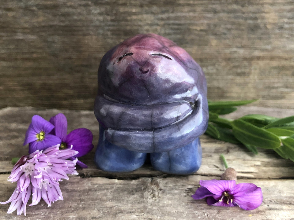 Hug spirit raku sculpture | Shinto Shamanism pagan altar, shrine statue | self love, guardian, protection, self care