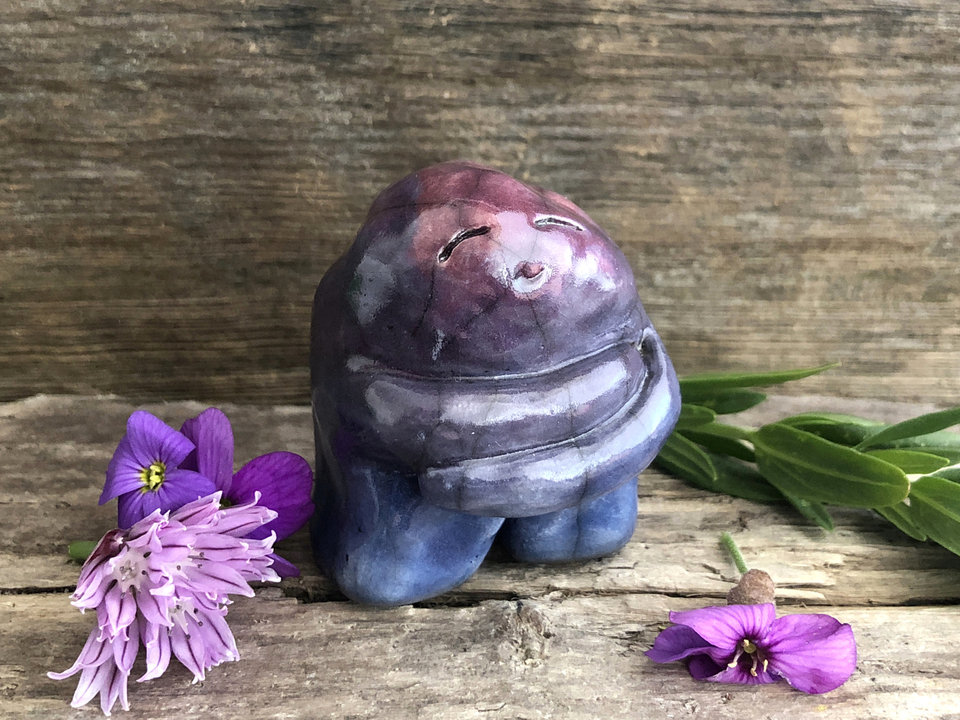 Hug spirit raku sculpture | Shinto Shamanism pagan altar, shrine statue | self love, guardian, protection, self care