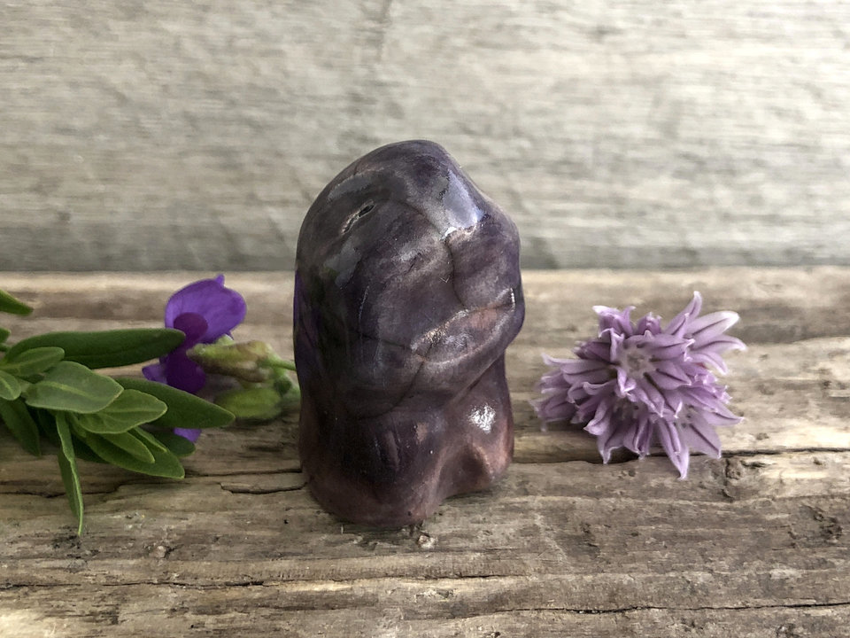 RESERVED: Guardian of the evening wood raku sculpture | Shinto kamidana shrine kami, pagan, shamanism | rewilding, forest nature spirit