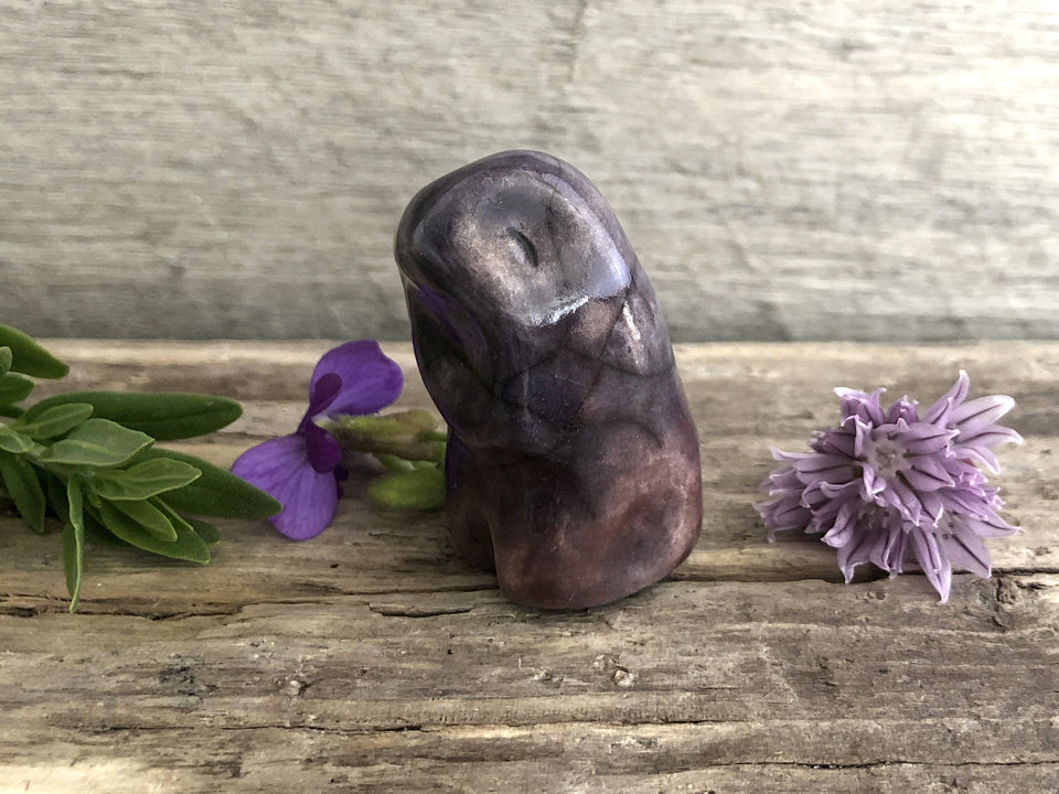 RESERVED: Guardian of the evening wood raku sculpture | Shinto kamidana shrine kami, pagan, shamanism | rewilding, forest nature spirit