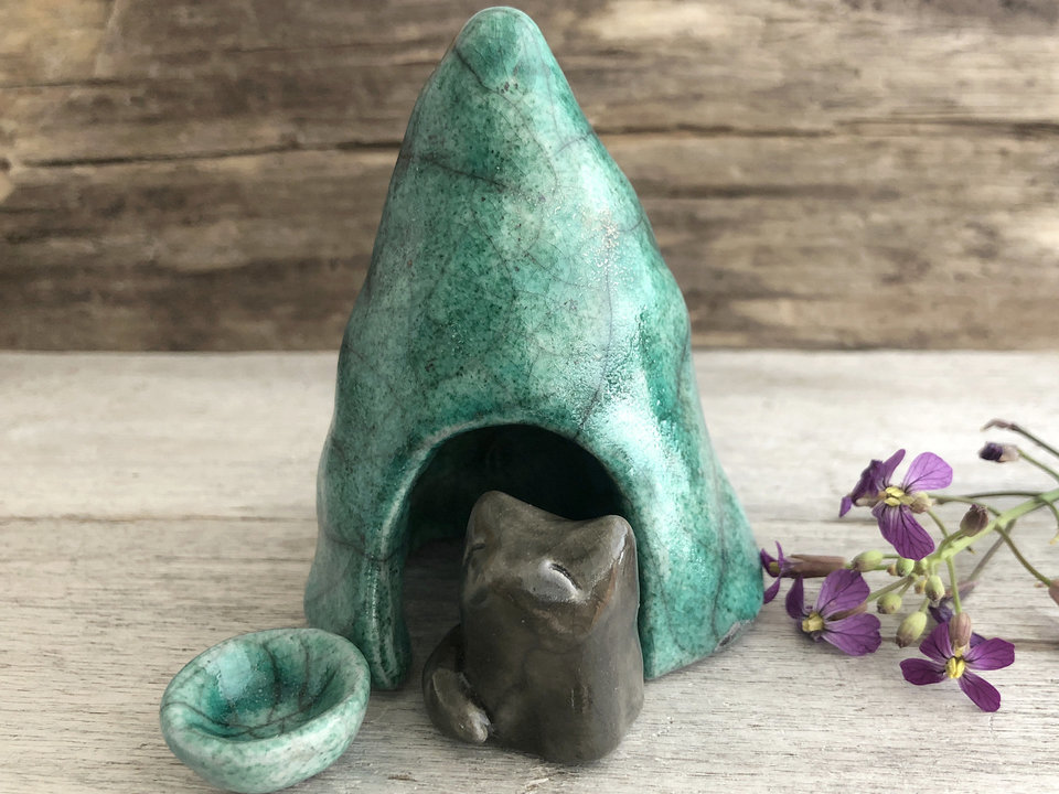 Kitsune fox spirit kami nature shrine | Inari kamidana Shinto shamanism pagan statue | protection, rewilding, guardian
