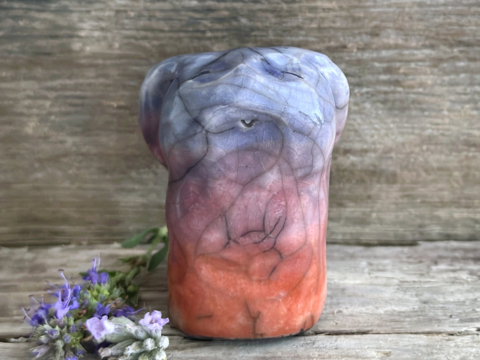 Gentle dawn rabbit kami spirit guardian sculpture | Shinto shamanism raku bunny figure