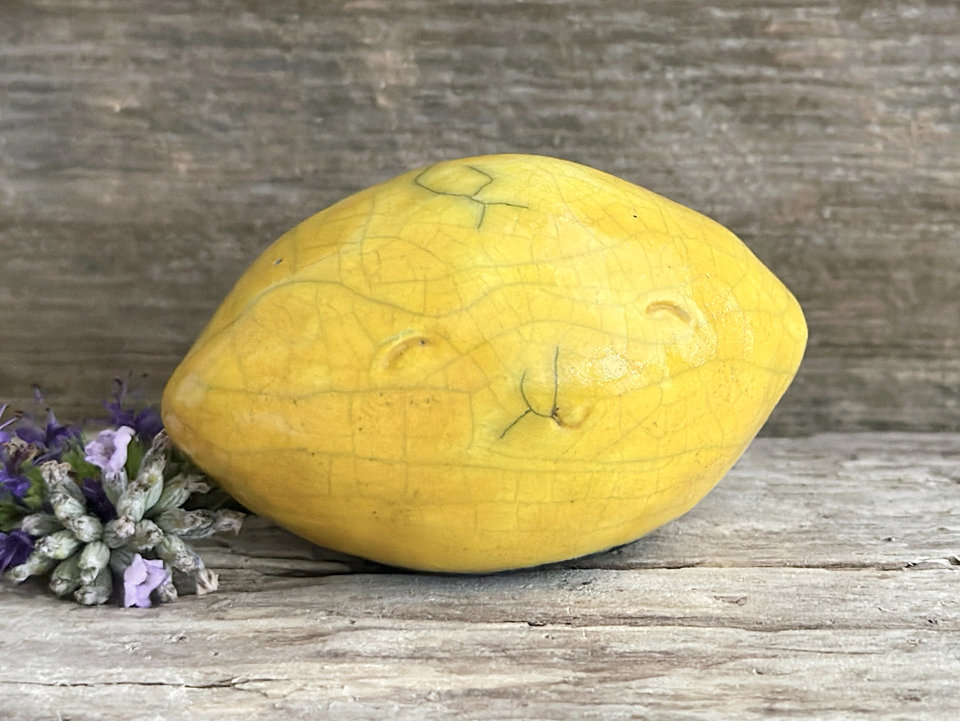 Golden lemon nature spirit sculpture | Shinto statue, shamanism totem