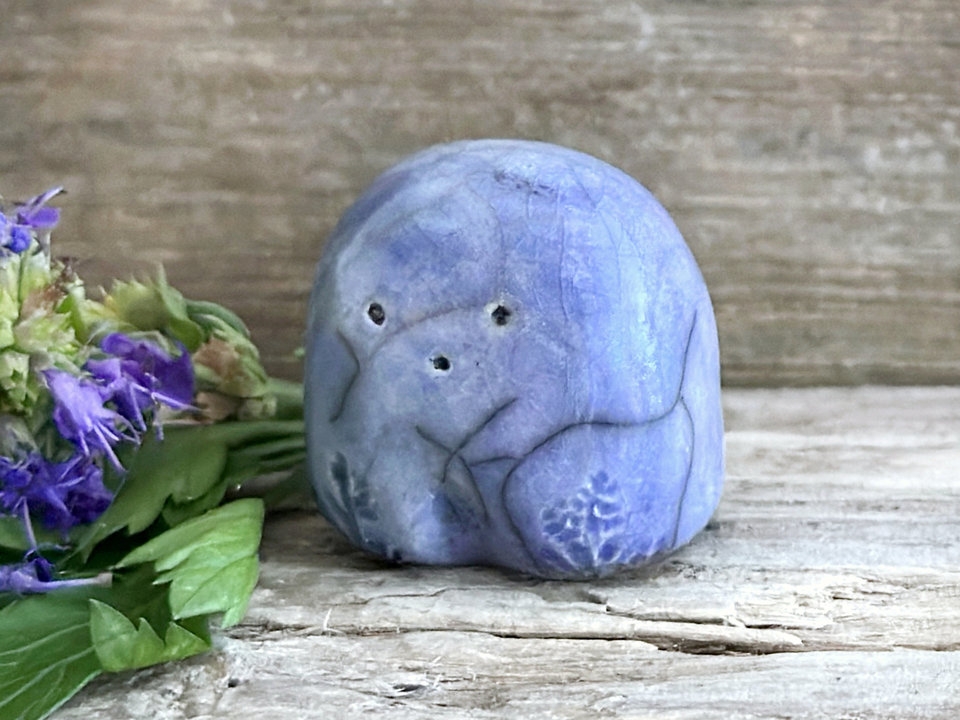Tiny nature spirit friend (blue no.2) | Shinto talisman sculpture, shamanism guardian statue