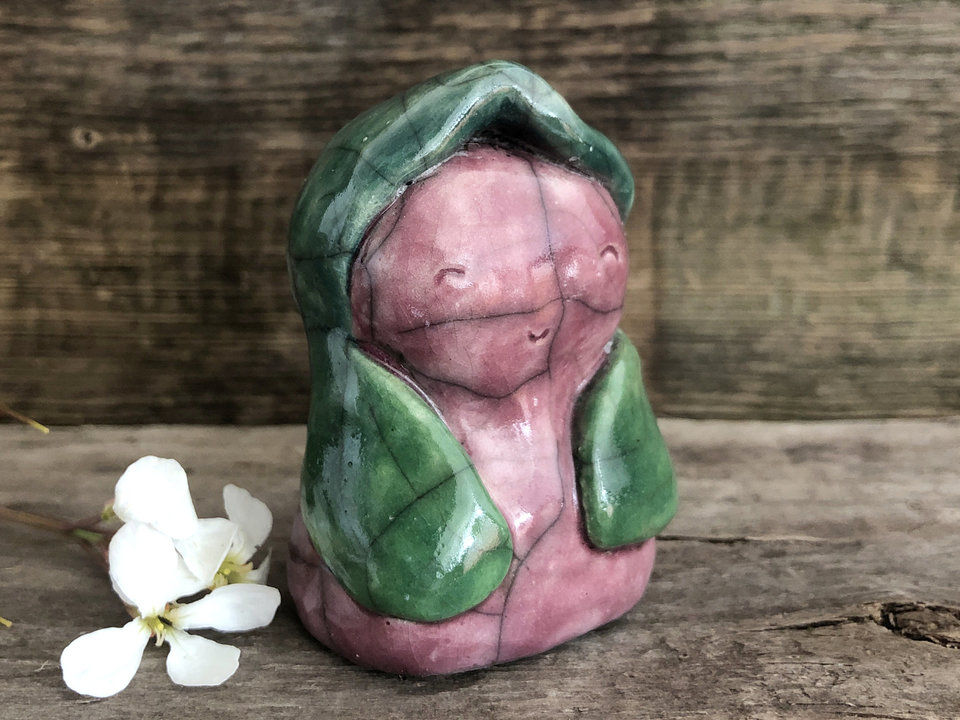 Radish spirit kami raku sculpture | Shinto kamidana shrine, paganism, shamanism | guardian, nature elemental, flower fairy