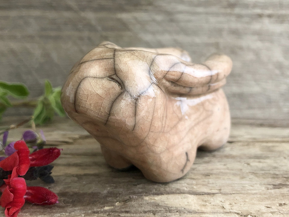 Sweet rabbit nature spirit raku sculpture | Shinto kamidana shrine, paganism, shamanism | protection, bunny, healer, guardian