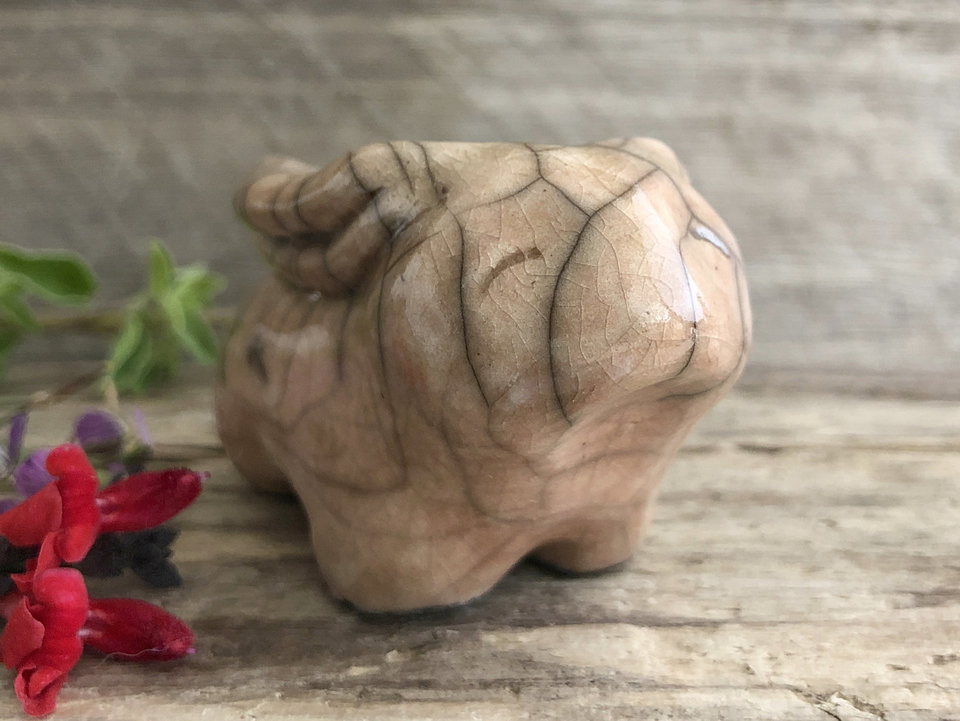 Sweet rabbit nature spirit raku sculpture | Shinto kamidana shrine, paganism, shamanism | protection, bunny, healer, guardian