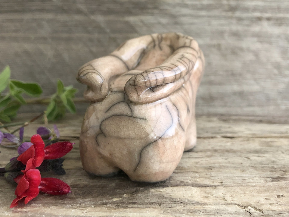 Sweet rabbit nature spirit raku sculpture | Shinto kamidana shrine, paganism, shamanism | protection, bunny, healer, guardian