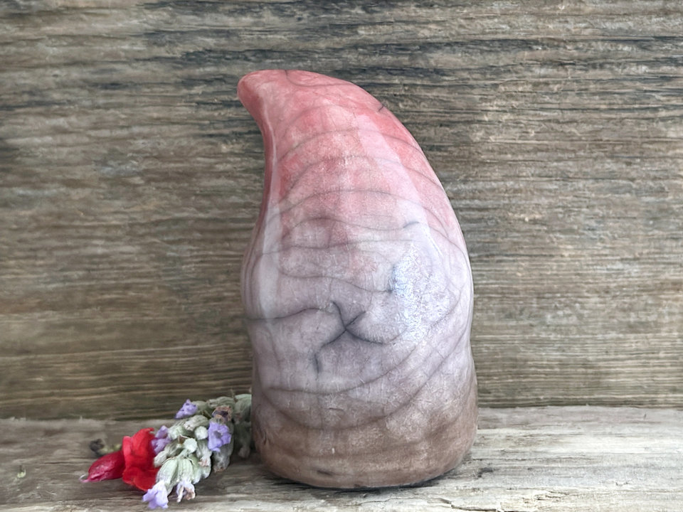 Happy autumn gnome spirit raku guardian sculpture | Shinto shamanism statue