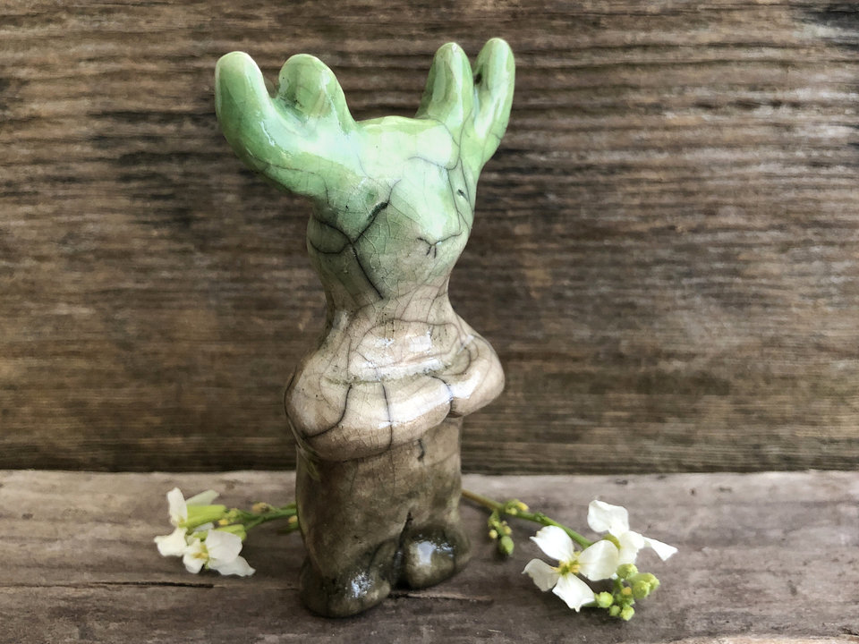 RESERVED: Forest nature spirit god raku sculpture | Shinto Shamanism pagan statue altar, shrine | rewilding, guardian, protection, folklore