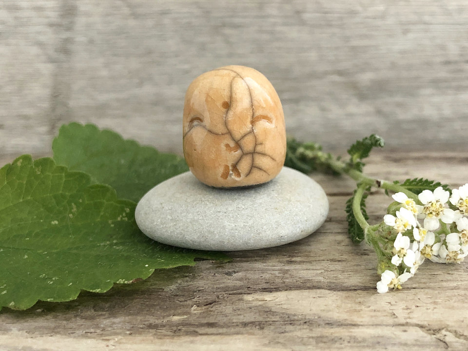 Tiny raku Jizo of golden sunlight | Shinto joy talisman kamidana shrine statue | Buddha guardian spirit, protection, grief