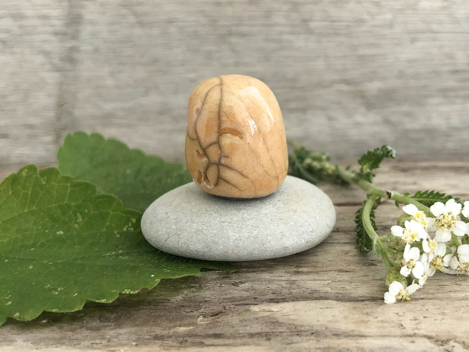 Tiny raku Jizo of golden sunlight | Shinto joy talisman kamidana shrine statue | Buddha guardian spirit, protection, grief