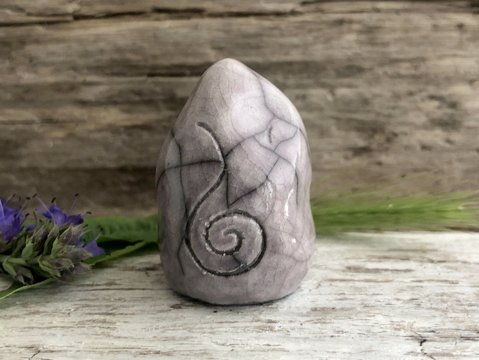 Quiet earth elemental gnome spirit raku sculpture | Shinto Shamanism pagan statue for altar, shrine | rewilding, guardian, protection