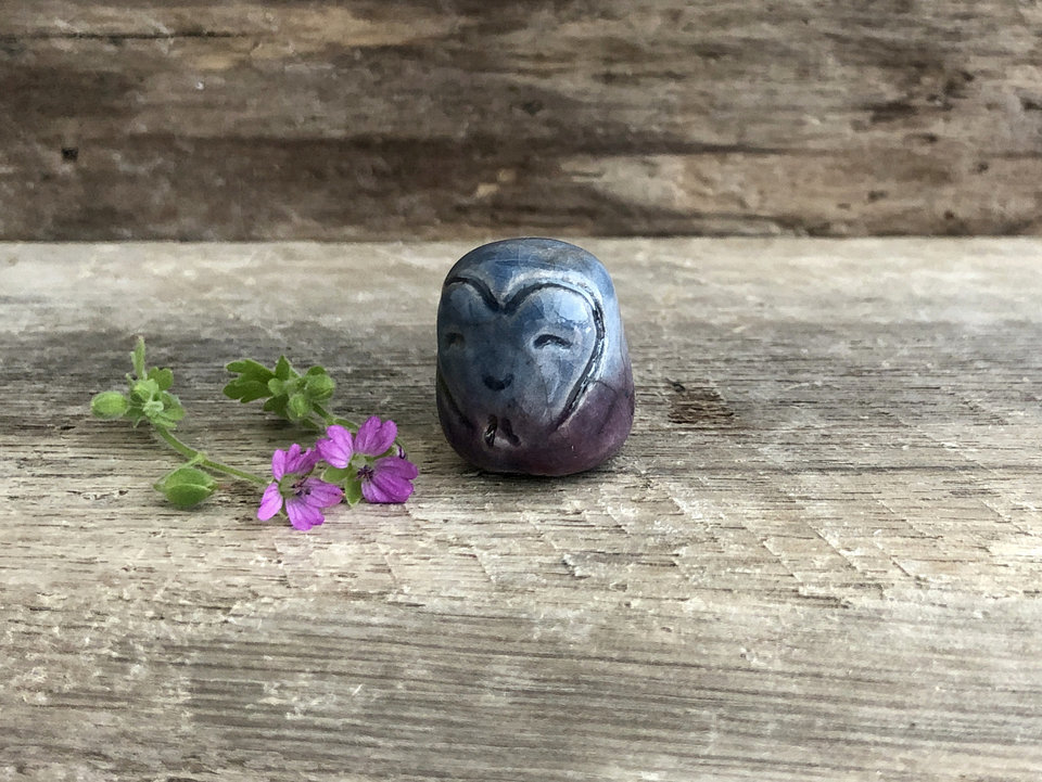 Tiny raku Jizo of gentle peace | Buddha joy talisman | Shinto & Buddhist statue for kamidana shrine | protection, miscarriage, grief