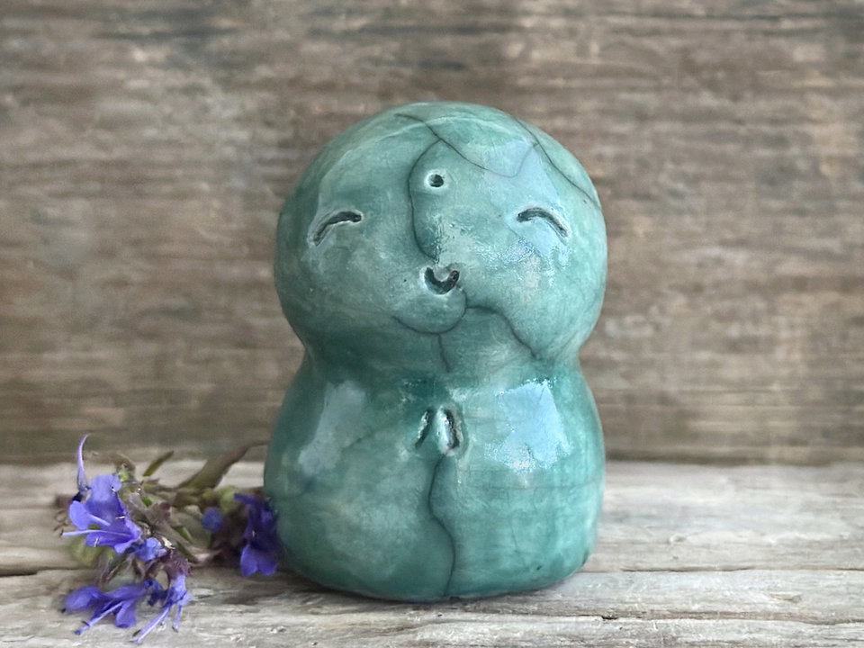 Winter forest Jizo guardian statue | Shinto kamidana shrine friend