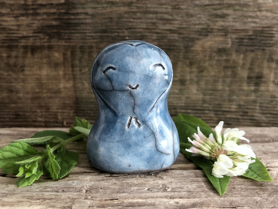 Gentle and joyful girl Jizo | Shinto, Buddhist raku sculpture statue for kamidana shrine | peace, guardian, grief, loss, protection