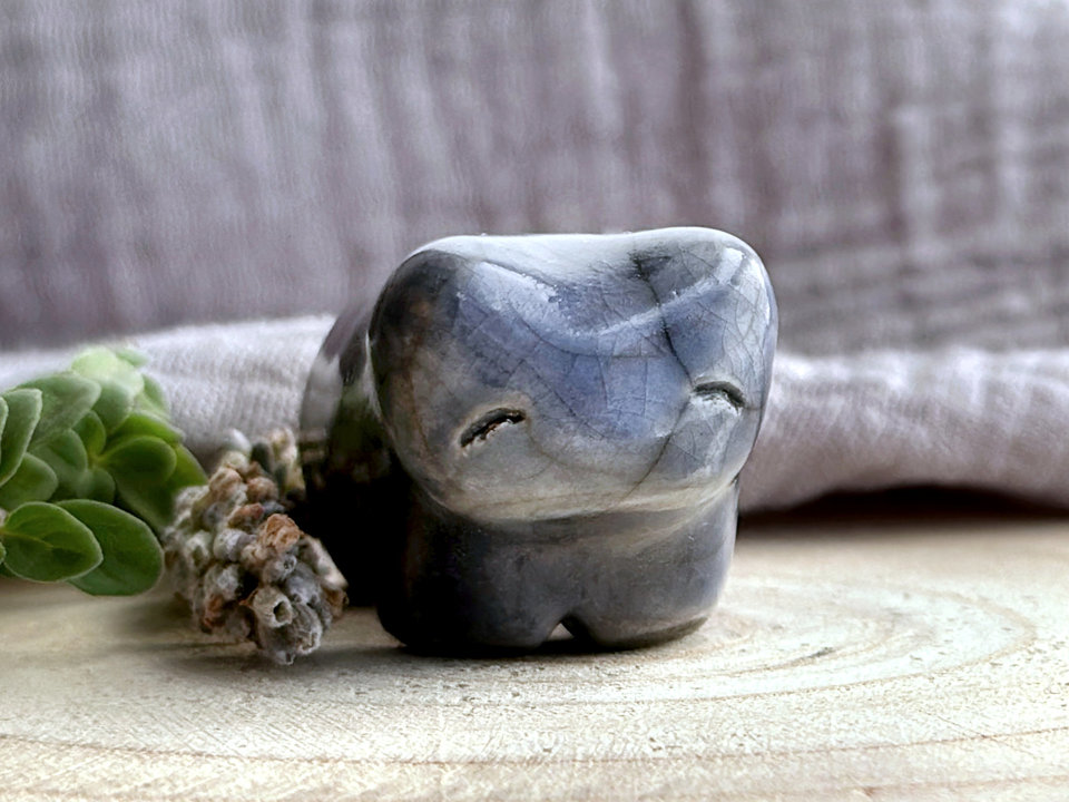 Fog bear guardian nature spirit raku statue | Shinto shamanism sculpture