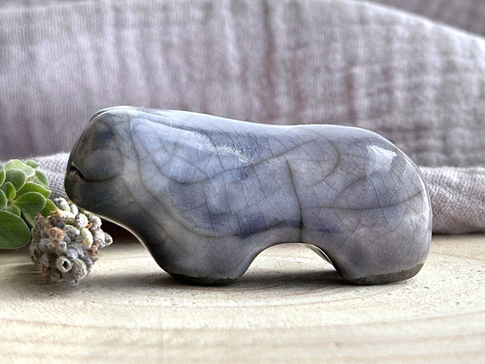 Fog bear guardian nature spirit raku statue | Shinto shamanism sculpture