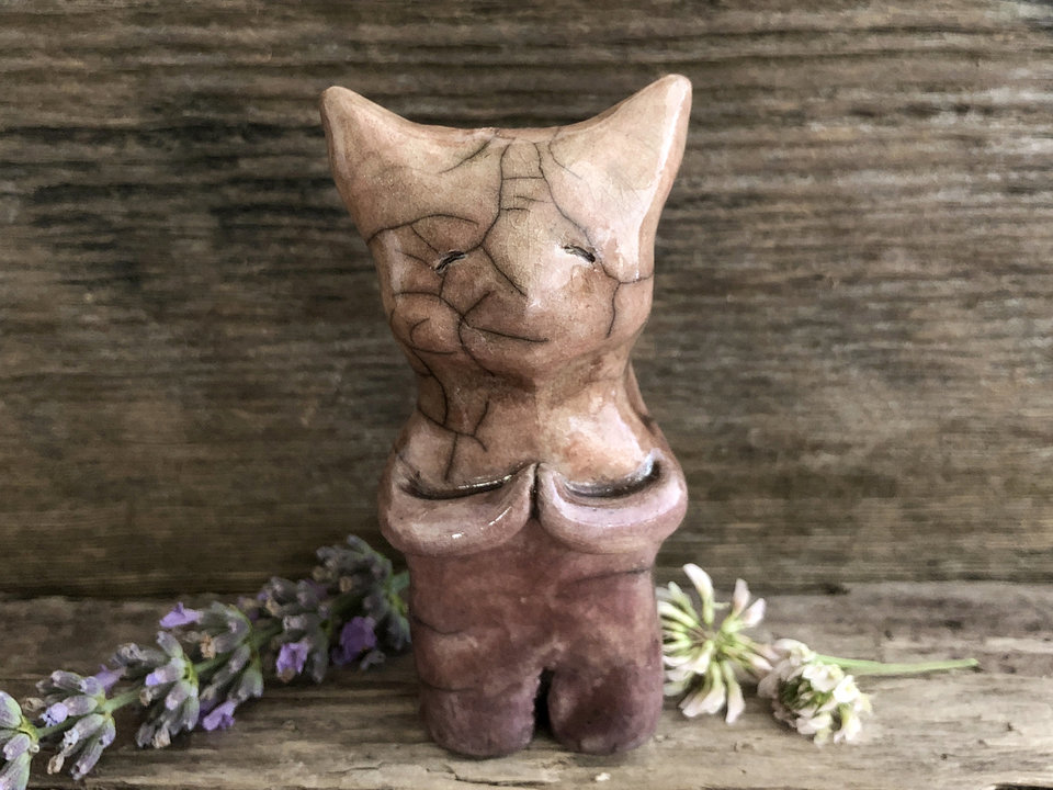 Gentle kitsune fox shaman sculpture | Inari Shinto Shamanism pagan statue altar, shrine | rewilding, guardian, protection, folklore