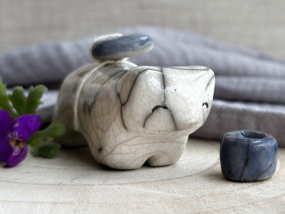 Moon bear guardian spirit raku statue | Shinto kamidana shrine sculpture, shamanism