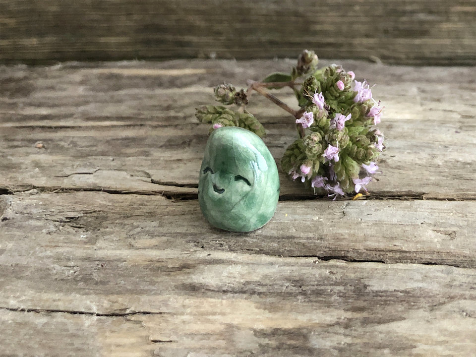 Tiny earth elemental nature spirit sculpture | Shinto kamidana shrine, shamanism pagan raku statue | rewilding, protection, guardian