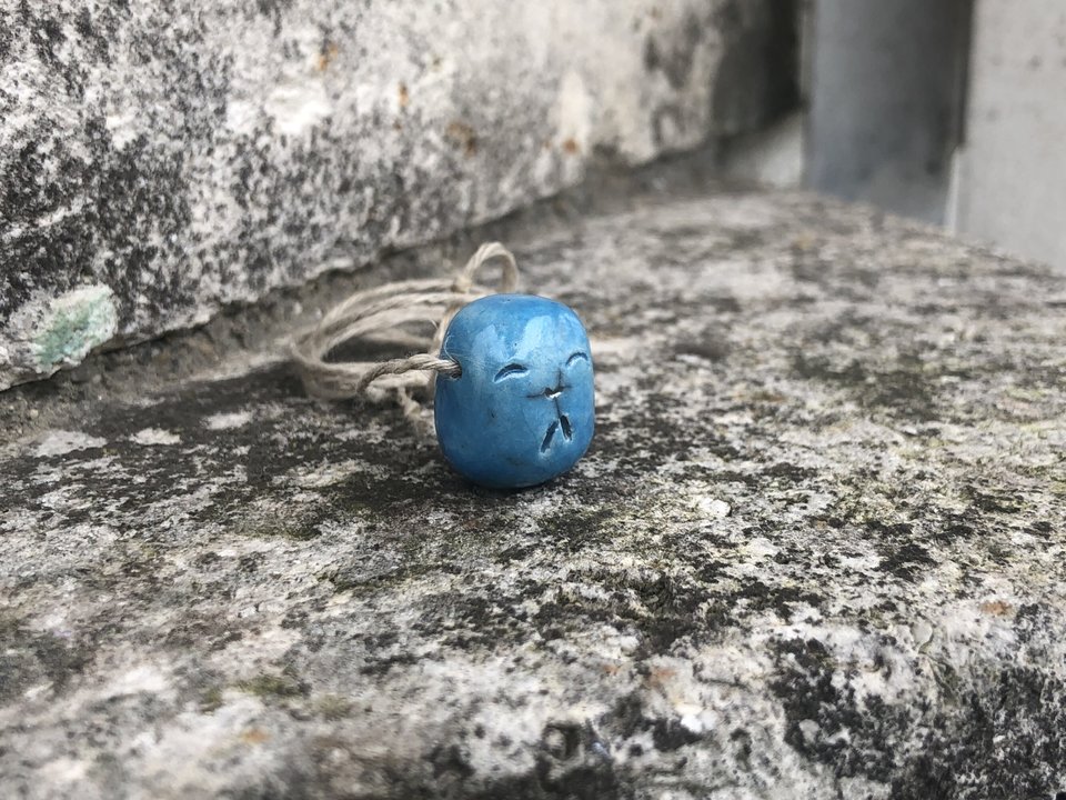 Jizo joy talisman on adjustable, eco hemp | Shinto, Buddhist pendant sculpture | Buddha, anxiety, guardian, grief, joy