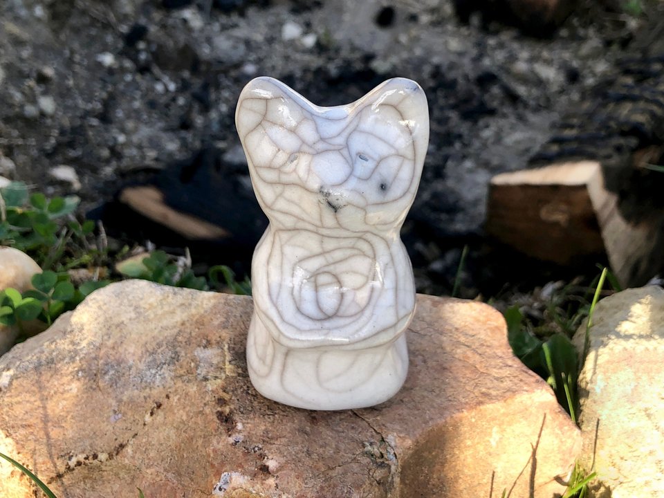 White bear nature spirit raku statue | Shinto, shamanism, pagan altar or kamidana shrine | protection, animal guide, totem