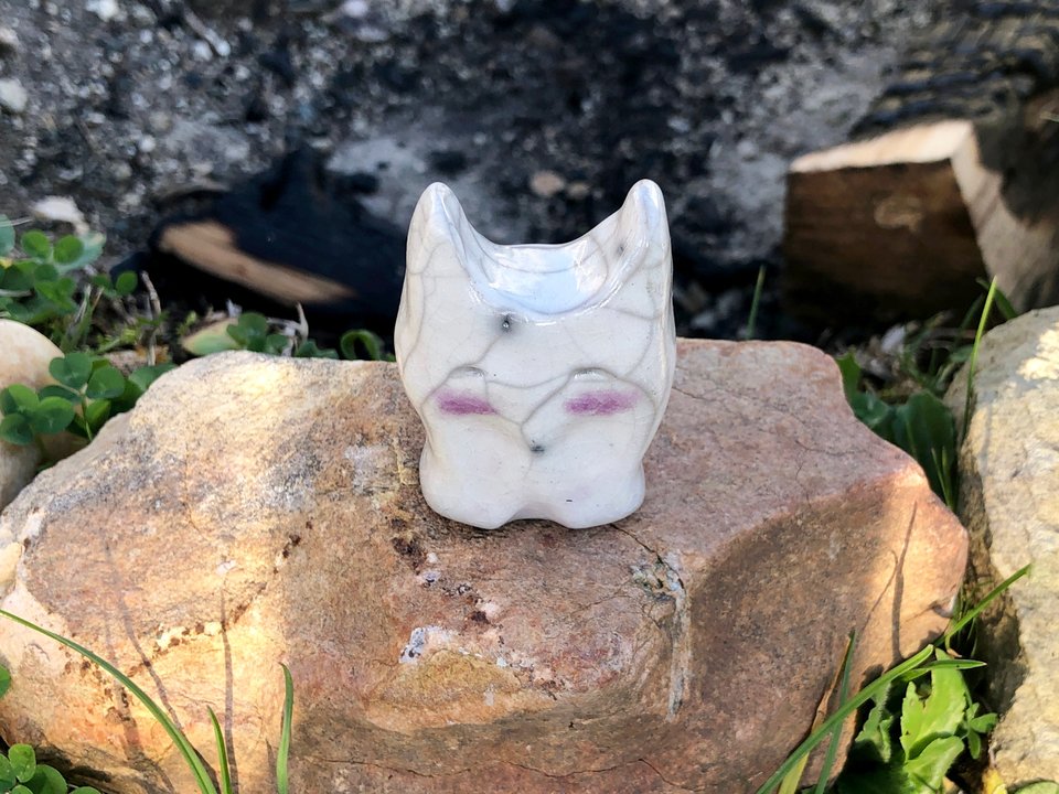 Kami snow elemental nature spirit guide | Shinto shrine raku statue, Shamanism, pagan altar sculpture | Nature table, guardian, rewilding