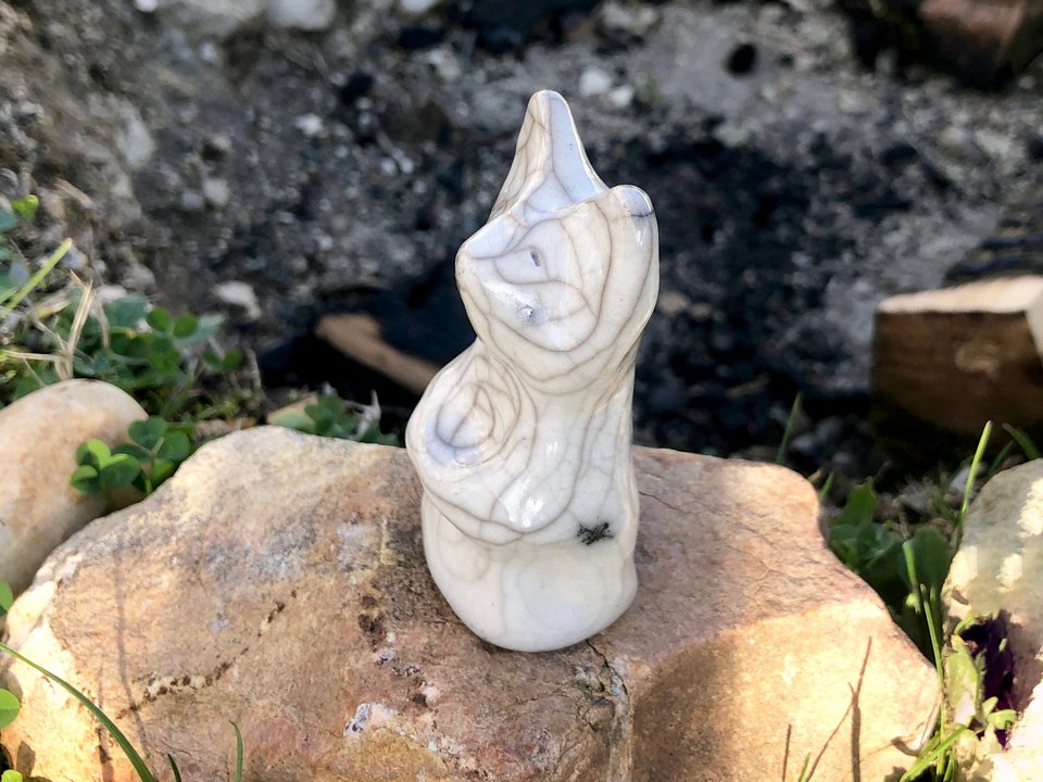 White bear nature spirit raku statue | Shinto, shamanism, pagan altar or kamidana shrine | protection, animal guide, totem