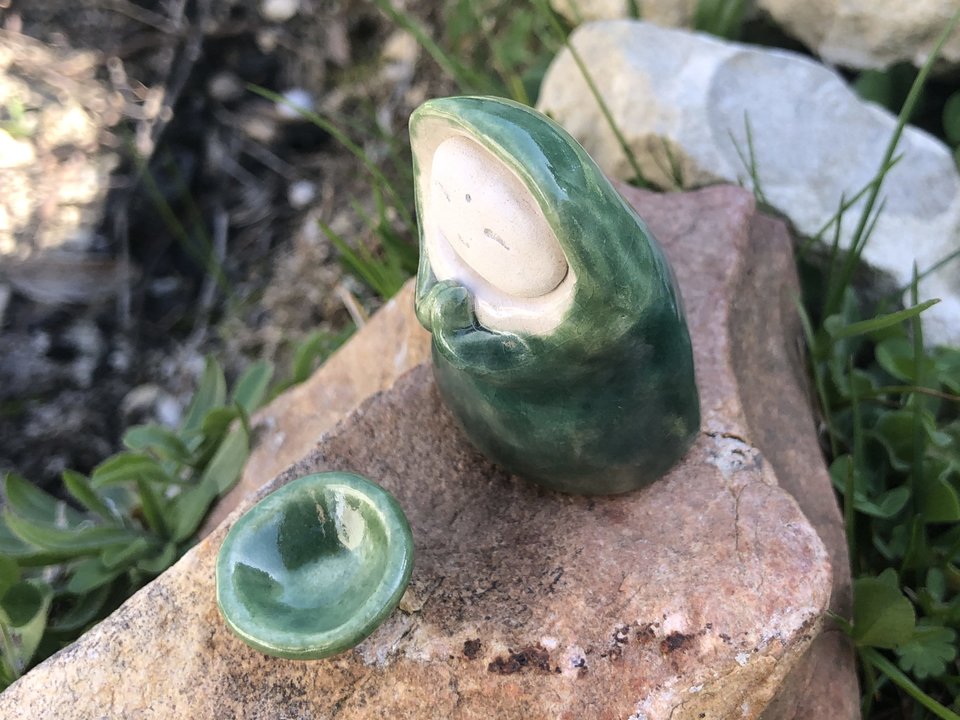 Little forest monk | Shinto Jizo Buddha Buddhist raku statue for kamidana or shrine | protection, joy, nature spirit, rewilding, healing