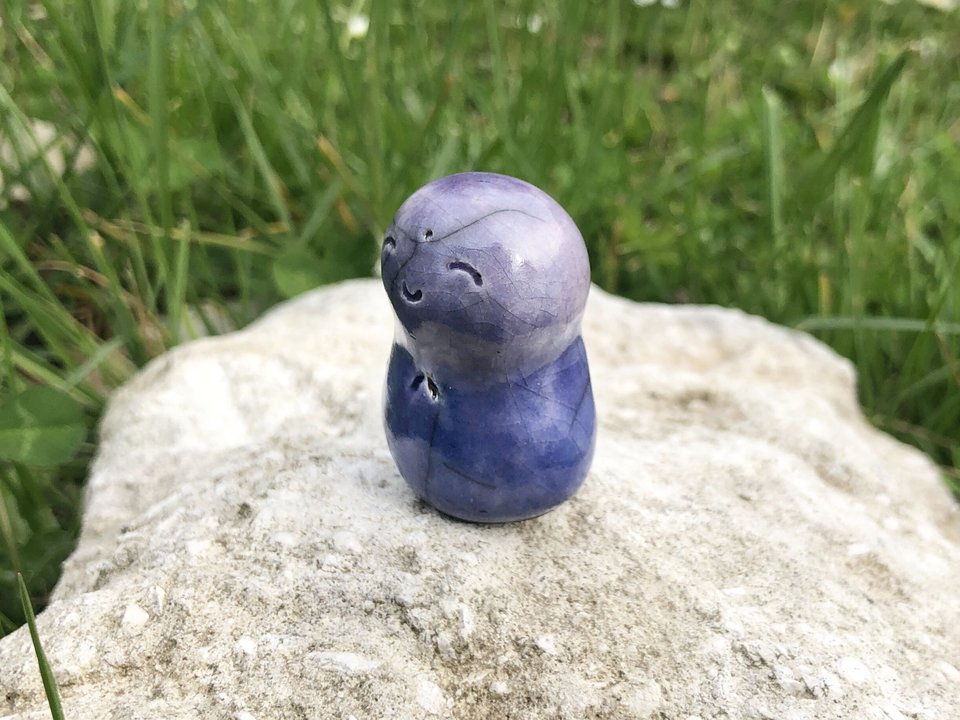 Happy Jizo friend hug | Shinto, Buddhist raku statue sculpture for kamidana, shrine | peace, anxiety, grief, protection, miscarriage