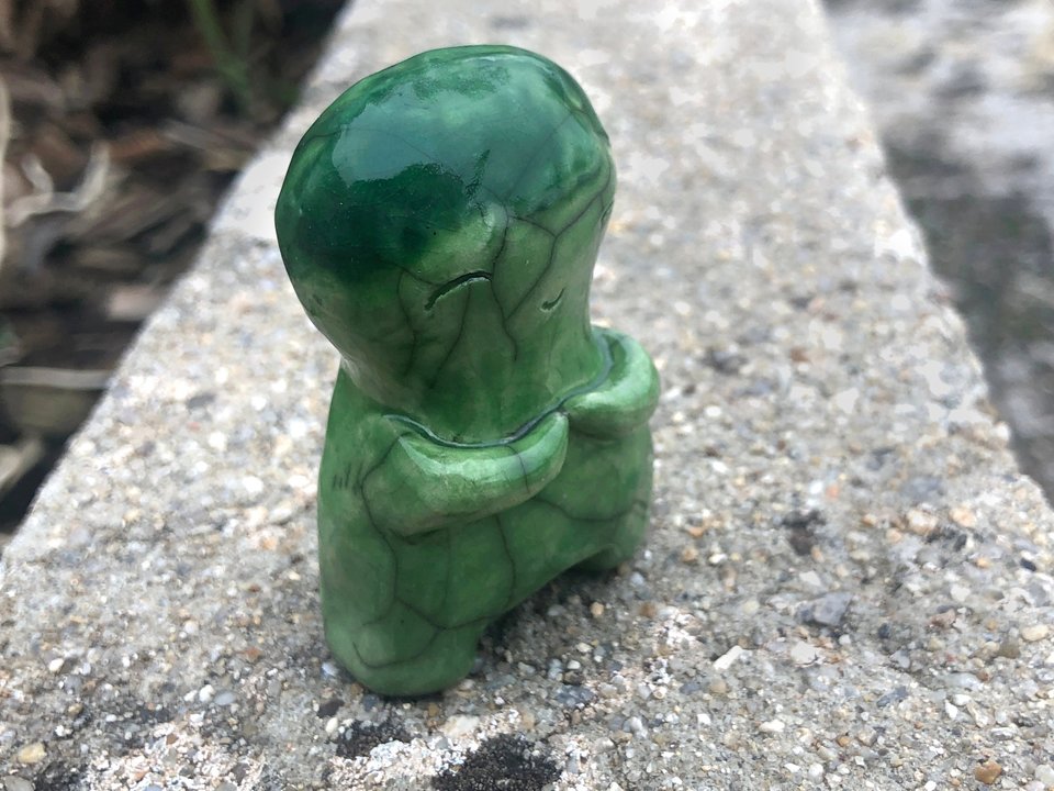 Cabbage kami, garden nature spirit raku statue | Shinto kamidana shrine, pagan altar, shamanism, rewilding | plant elemental, growth spell