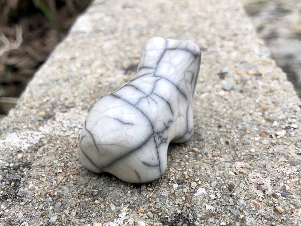 White bear nature spirit raku sculpture | Shinto, shamanism, pagan for altar or kamidana shrine | animal guide, polar bear, totem