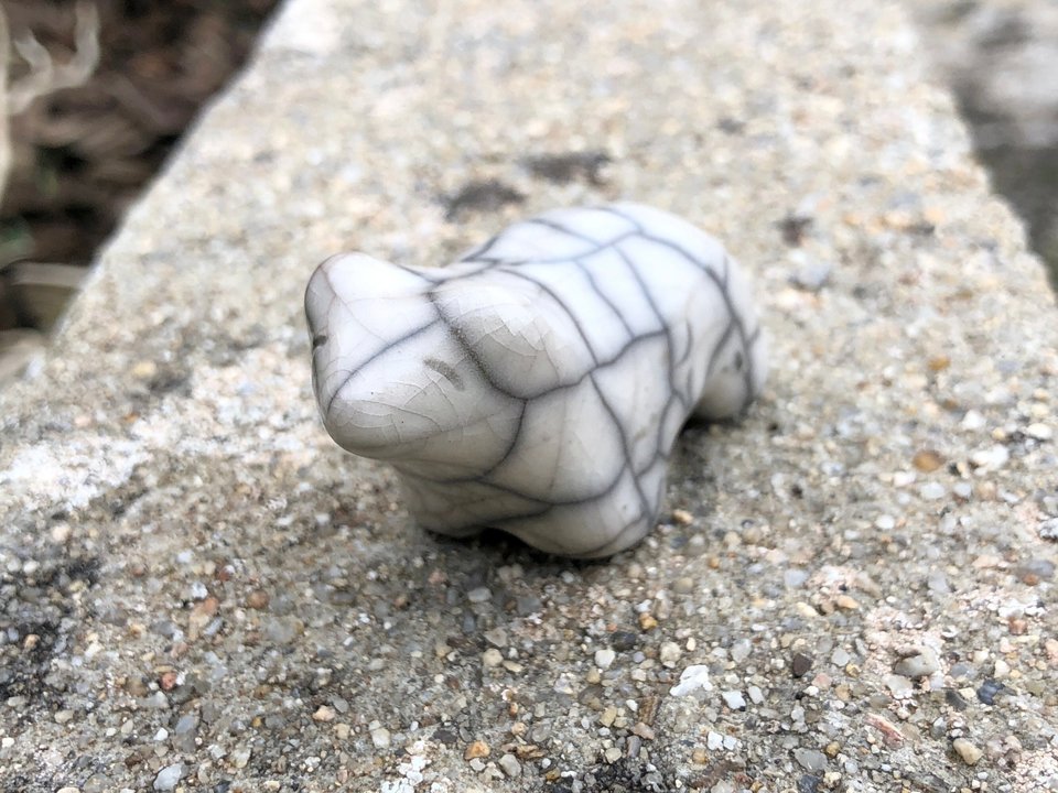 White bear nature spirit raku sculpture | Shinto, shamanism, pagan for altar or kamidana shrine | animal guide, polar bear, healing, totem