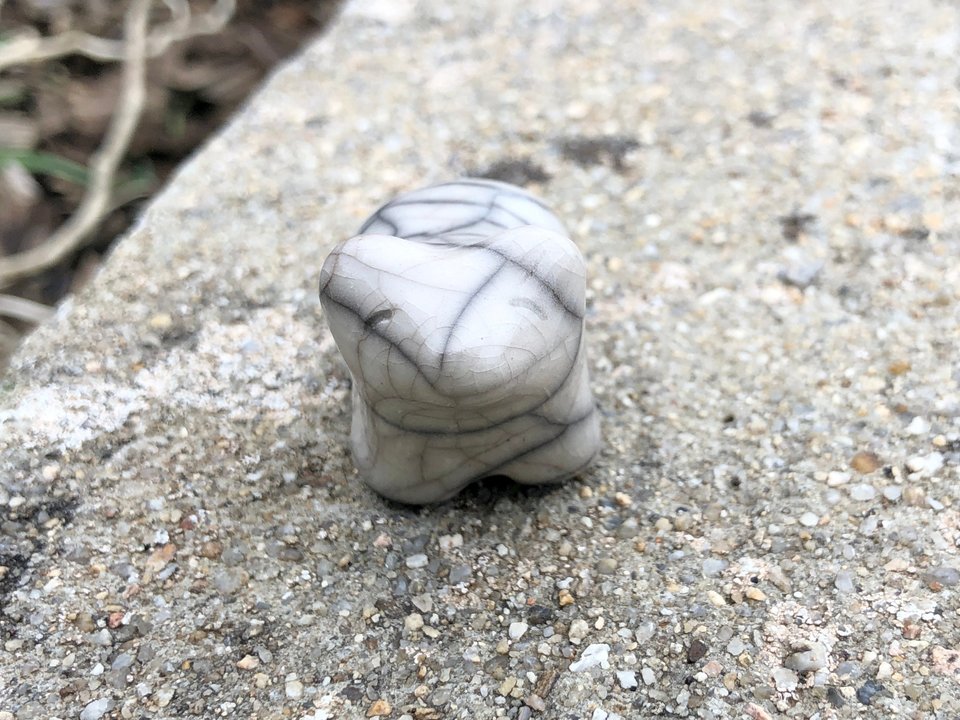 White bear nature spirit raku sculpture | Shinto, shamanism, pagan for altar or kamidana shrine | animal guide, polar bear, healing, totem