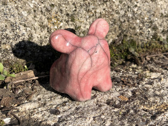 Strange bunny being of unexpected joy raku sculpture | Shinto, pagan, shamanism | kawaii guardian nature spirit, protection, rabbit