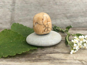 Pocket-sized tiny Jizo ceramic raku Shinto statue sculpture glazed in warm golden yellow with a hint of soft orange. Very smiley, happy, and loving for a shrine or kamidana.