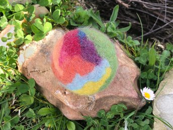 Large natural stress relief ball rainbow | organic & vegetable-dyed wool felt | hand-felted for meditation, calm, antistress, reduce anxiety