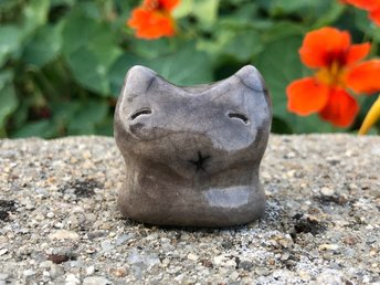 Earthy kitsune fox nature spirit kami raku sculpture | Inari Okami Shinto kamidana shrine shamanism pagan | protection, rewilding