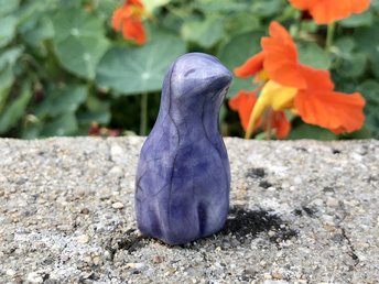 Spirit bird kami, nature elemental being raku sculpture | Shinto kamidana shrine, pagan altar, shamanism | rewilding, guardian, protection