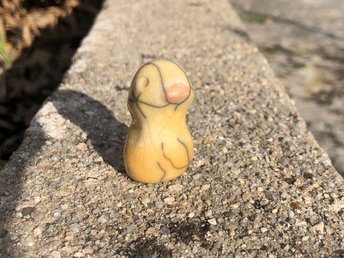 Little duck kami nature spirit raku statue | Shinto kamidana shrine sculpture, pagan, shamanism | animal guide, totem, spring duckling