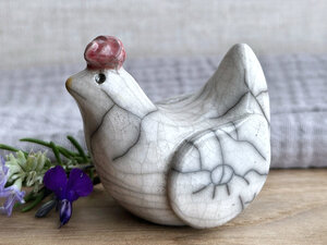 Uncertain chicken friend raku sculpture | Shinto guardian, shamanism statue
