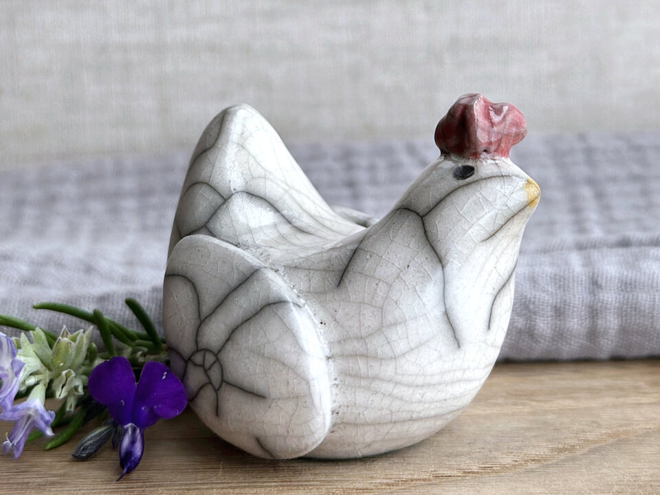 Uncertain chicken friend raku sculpture | Shinto guardian, shamanism statue