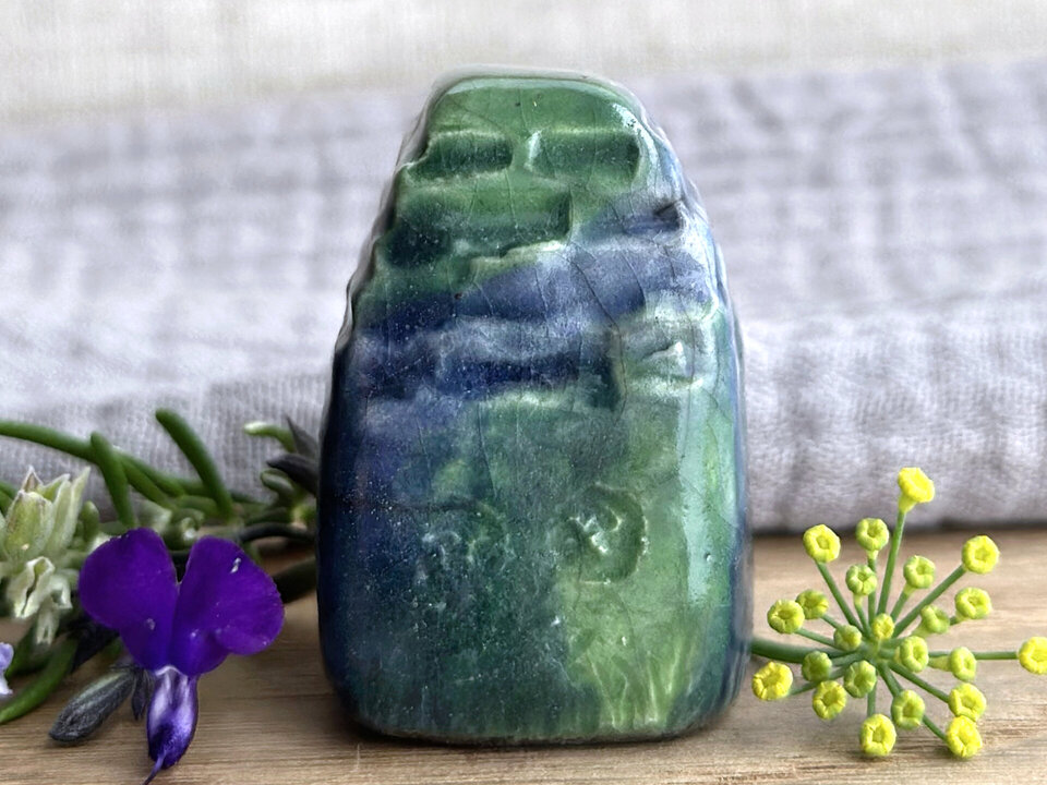 Tiny earth spirit fairie cottage | raku ceramic house sculpture