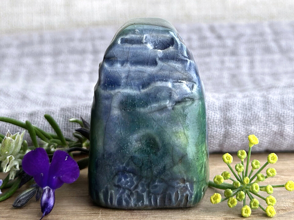 Tiny earth spirit fairie cottage | raku ceramic house sculpture